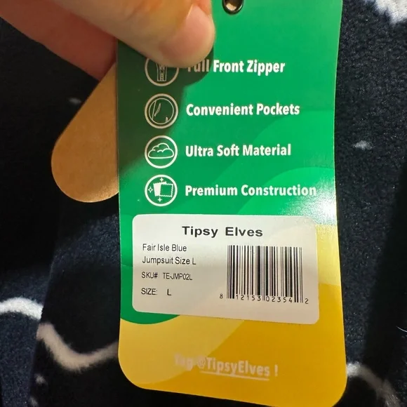 NWT Tipsy Elves Blue Fair Isle Jumpsuit - Picture 8 of 9